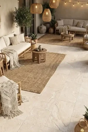 Carrelage antidérapant Provenza Bone 90x90 – Travertin beige ivoire Usine Directe